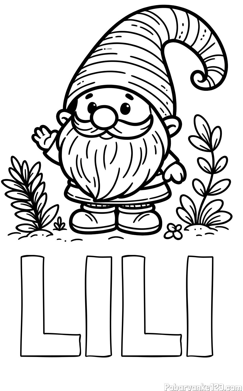 Pobarvanka imena LILI in pobarvanka prijaznega škrata oz. palčka