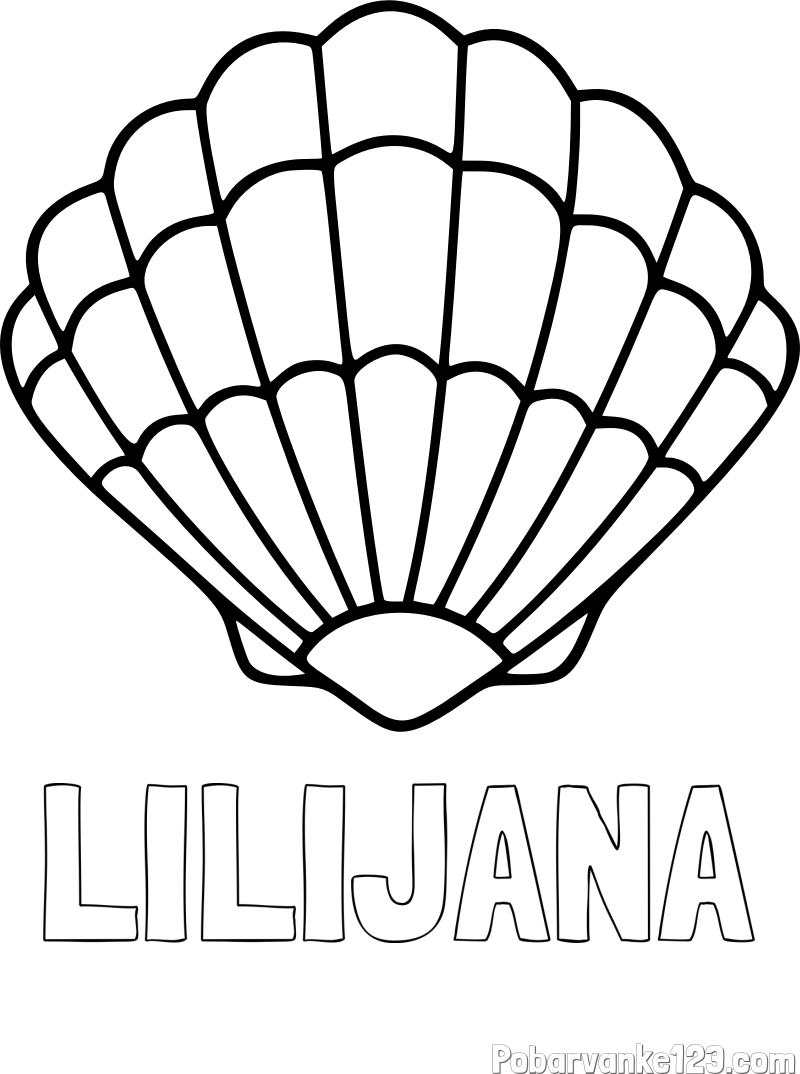 Pobarvanka imena LILIJANA in pobarvanka školjke