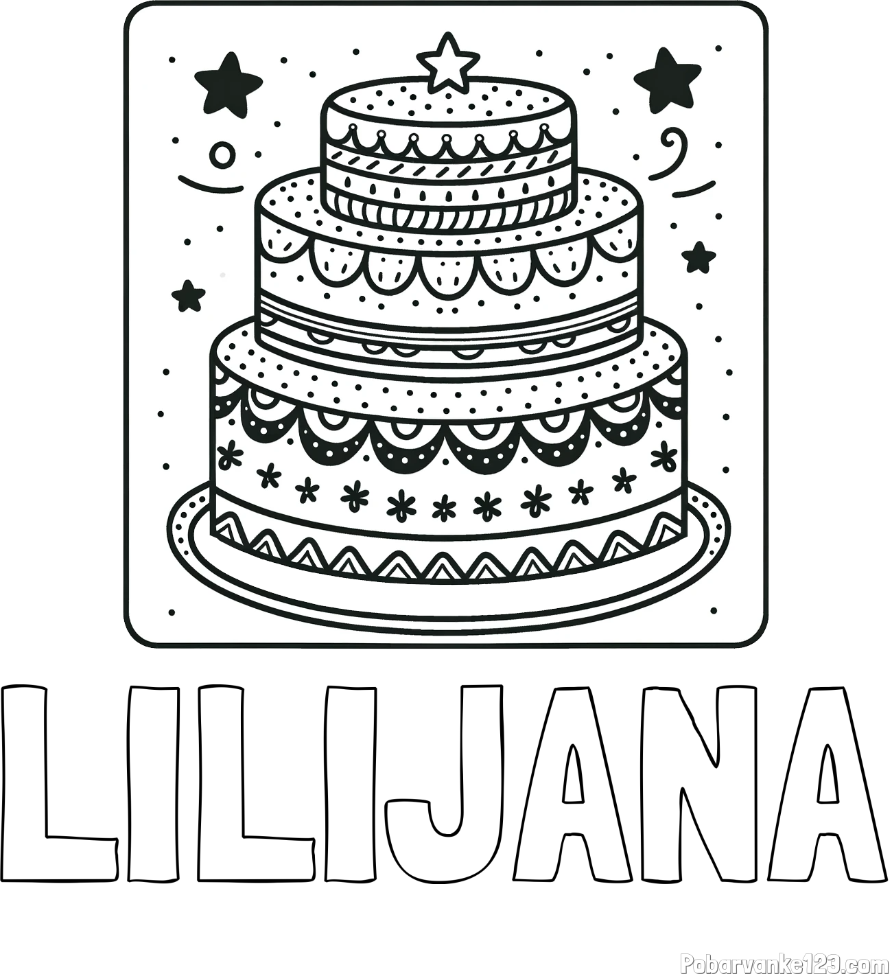 Pobarvanka imena LILIJANA in pobarvanka slastne torte