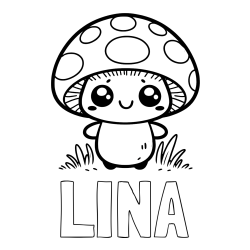 Online izdelana pobarvanka - Pobarvanka imena LINA in otroška pobarvanka gobe