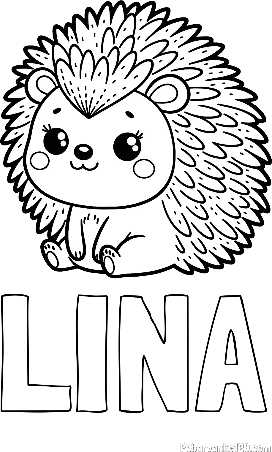 Pobarvanka imena LINA in pobarvanka nasmejanega ježka