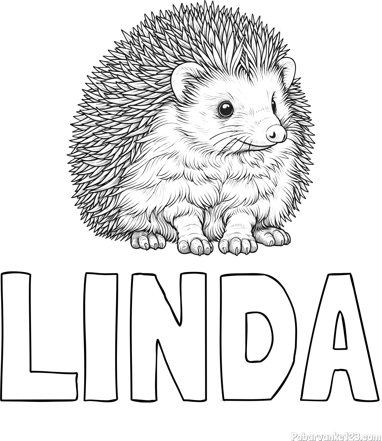 Pobarvanka imena LINDA in pobarvanka nasmejanega ježa