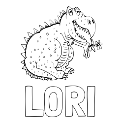 Online izdelana pobarvanka - Pobarvanka imena LORI in pobarvanka veselega dinozavra