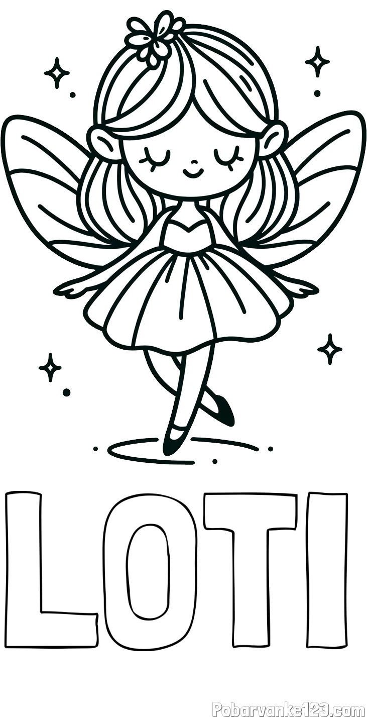 Pobarvanka imena LOTI in enostavna pobarvanka čarobne vile