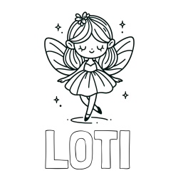 Online izdelana pobarvanka - Pobarvanka imena LOTI in enostavna pobarvanka čarobne vile