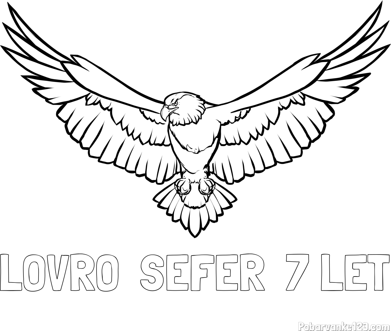 Pobarvanka imena LOVRO  ŠEFER  7 LET in pobarvanka orla s široko razprtimi krili
