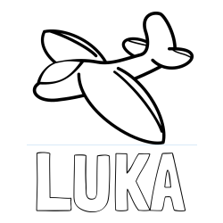 Online izdelana pobarvanka - Pobarvanka imena LUKA in pobarvanka majhnega letala