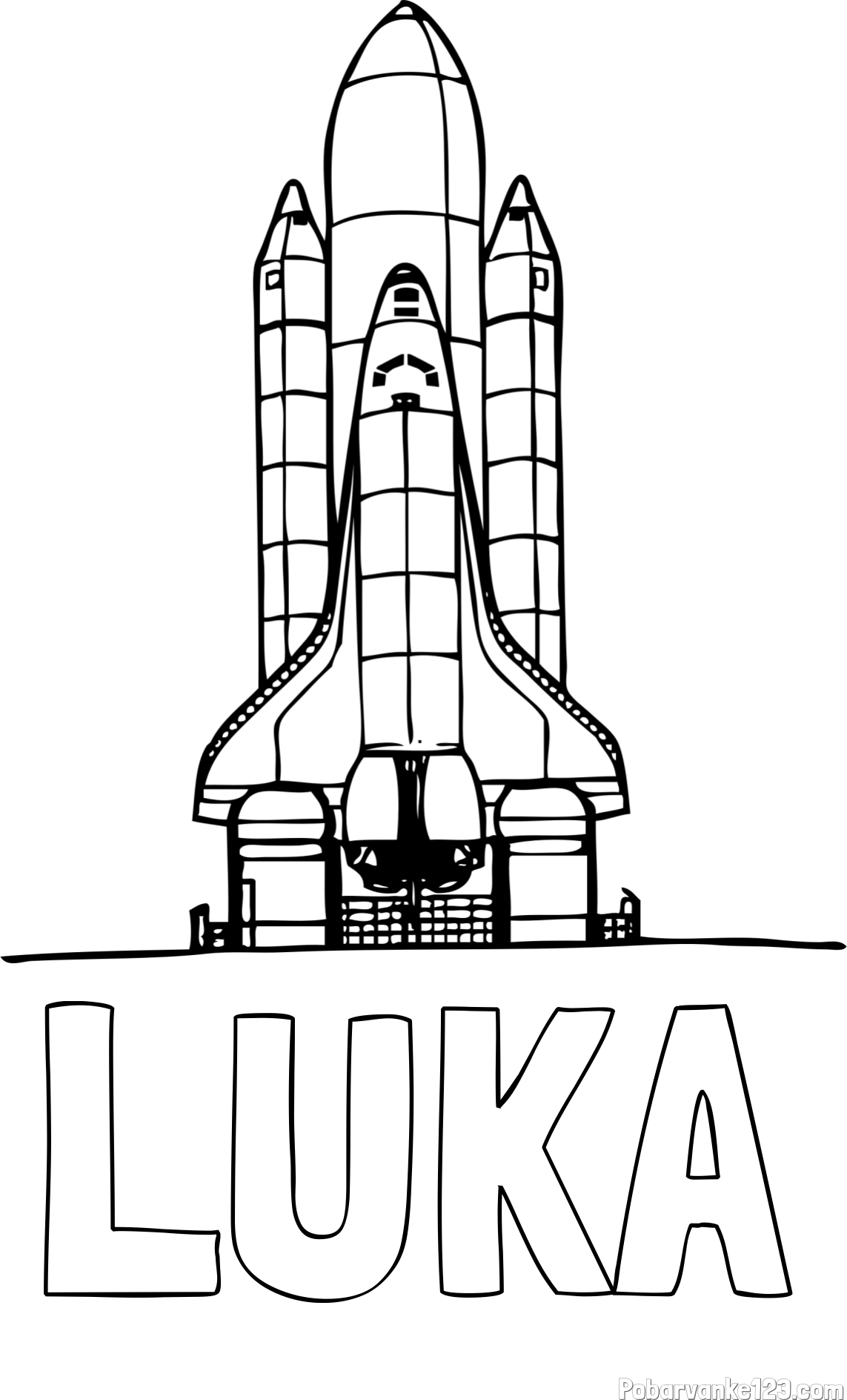 Pobarvanka imena LUKA in pobarvanka vesoljskega plovila Space Shuttle