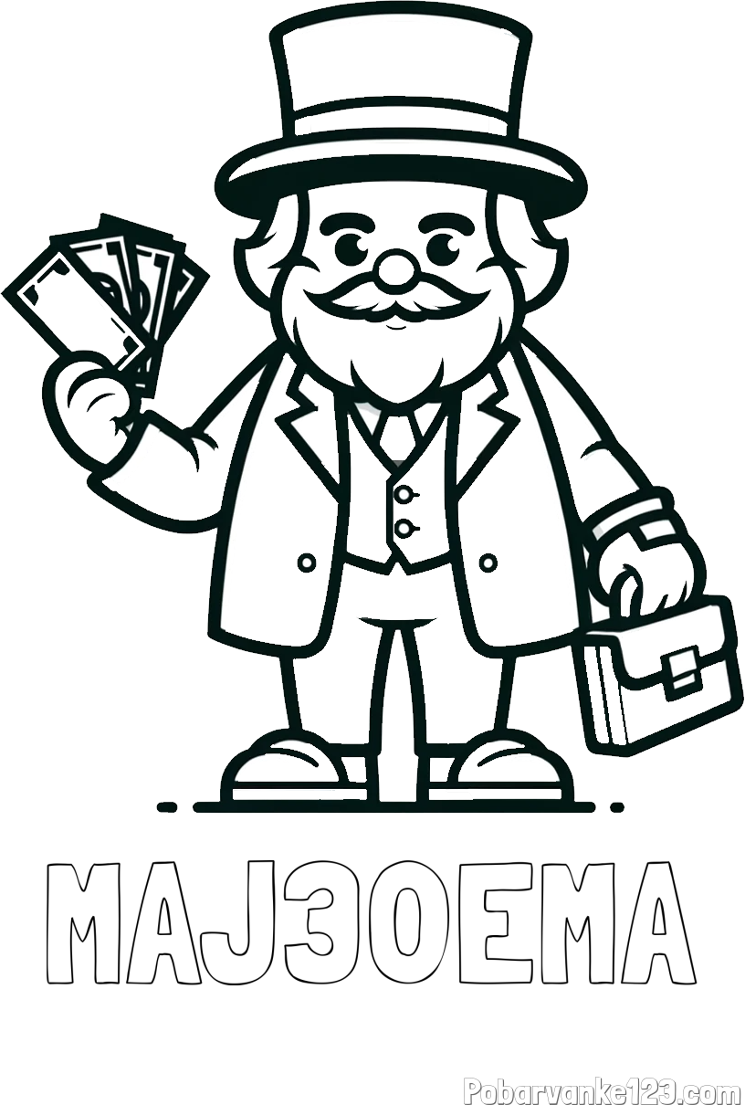 Pobarvanka imena MAJ30EMA in pobarvanka požrešnega bankirja