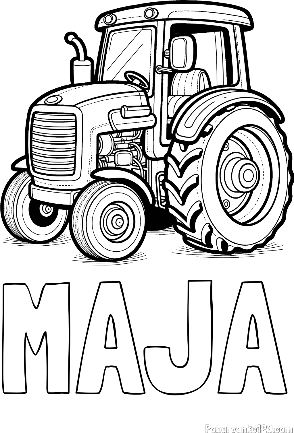 Pobarvanka imena MAJA in pobarvanka starega, a lepega traktorja