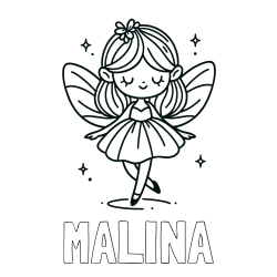 Online izdelana pobarvanka - Pobarvanka imena MALINA in enostavna pobarvanka čarobne vile