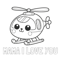 Online izdelana pobarvanka - Pobarvanka imena MAMA I LOVE YOU in otroška pobarvanka helikopterja
