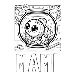 Online izdelana pobarvanka - Pobarvanka imena MAMI in pobarvanka ljubke ribice