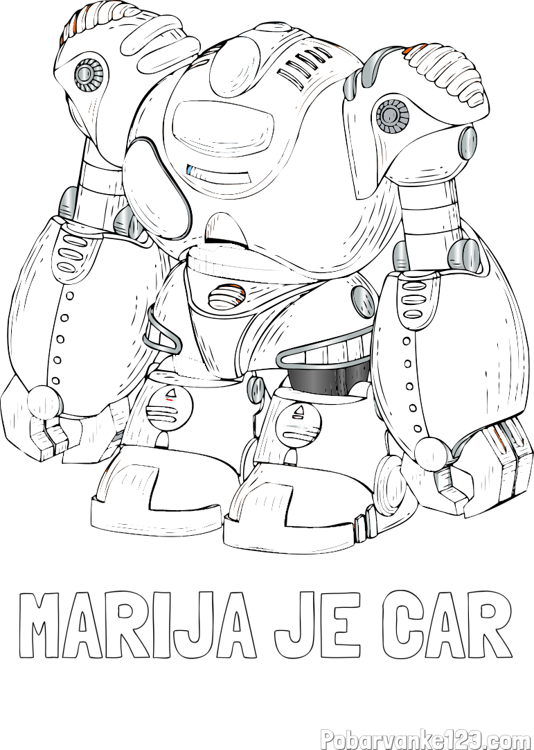 Pobarvanka imena MARIJA JE CAR in pobarvanka velikega robota