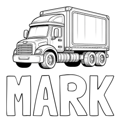 Online izdelana pobarvanka - Pobarvanka imena MARK in pobarvanka velikega in zmogljivega tovornjaka