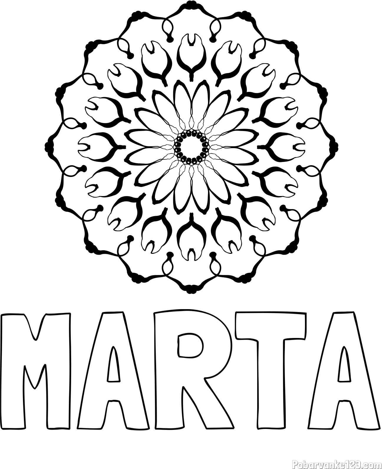 Pobarvanka imena MARTA in mandale 3