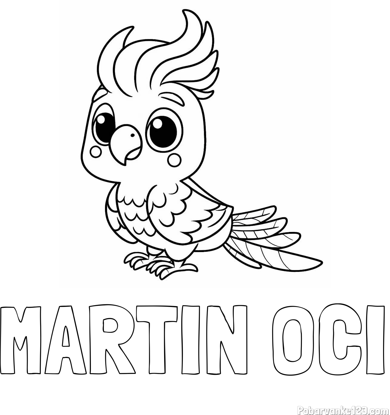 Pobarvanka imena MARTIN OČI in pobarvanka ljubke papige