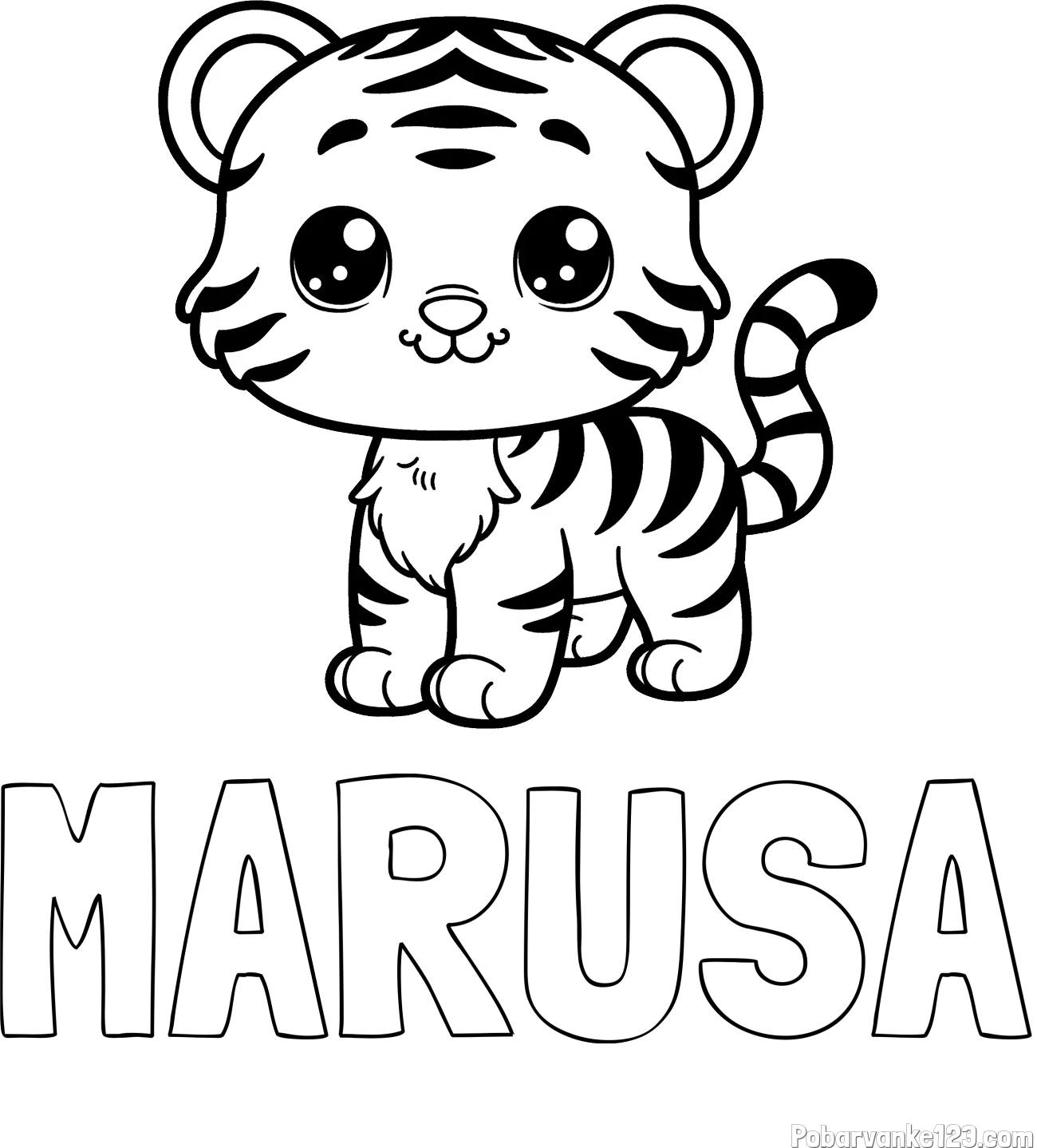 Pobarvanka imena MARUŠA in pobarvanka ljubkega tigrčka