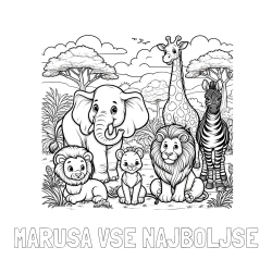 Online izdelana pobarvanka - Pobarvanka imena MARUŠA VSE NAJBOLJŠE in pobarvanka ljubkih živali