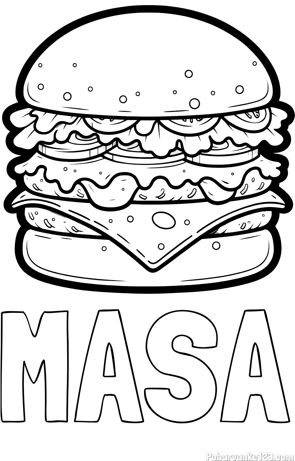 Pobarvanka imena MAŠA in pobarvanka hamburger
