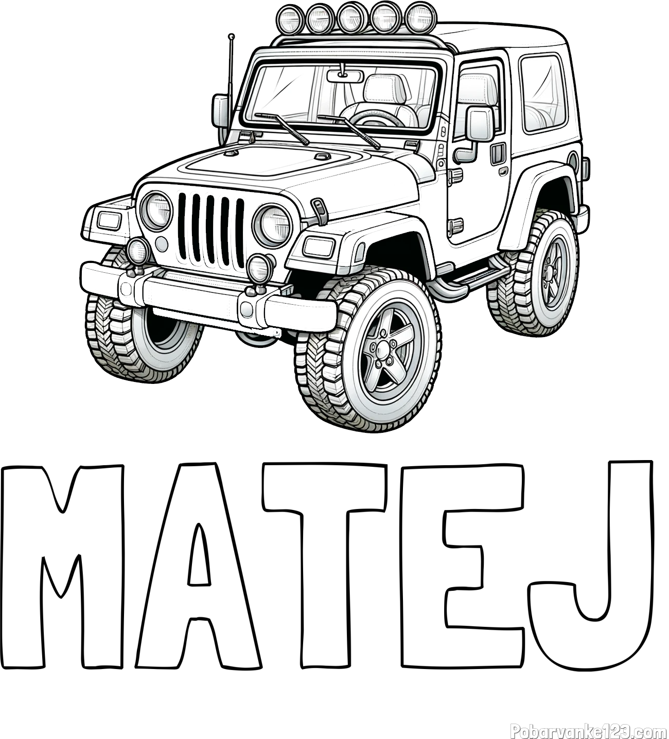 Pobarvanka imena MATEJ in pobarvanka džipa