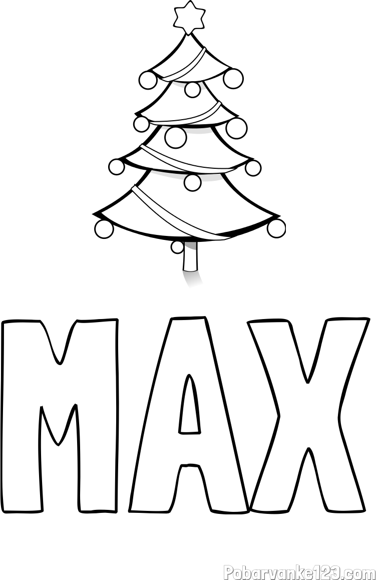 Pobarvanka imena MAX in božična smreka