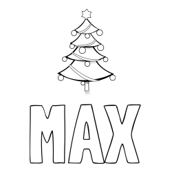 Online izdelana pobarvanka - Pobarvanka imena MAX in božična smreka