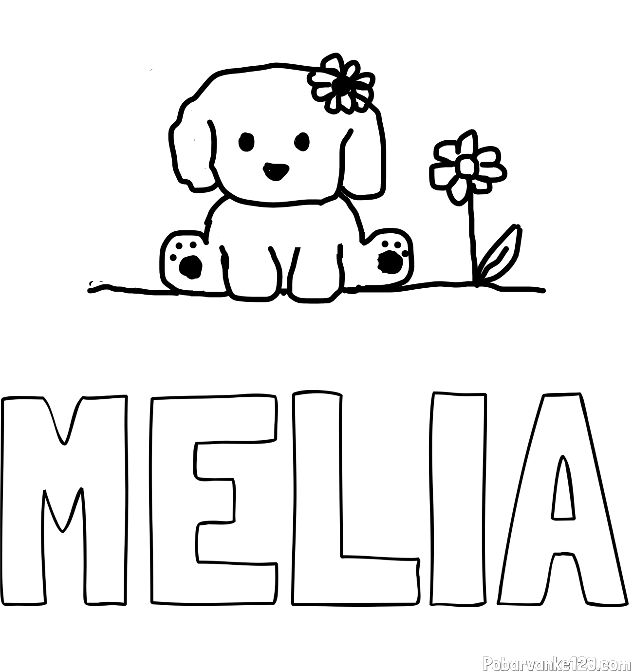 Pobarvanka imena MELIA in KUŽIKA