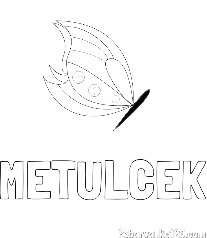 Pobarvanka imena METULČEK in pobarvanka metulj
