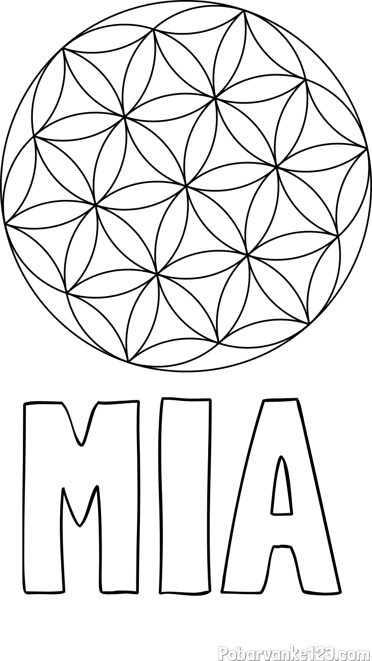 Pobarvanka imena MIA in mandale 2