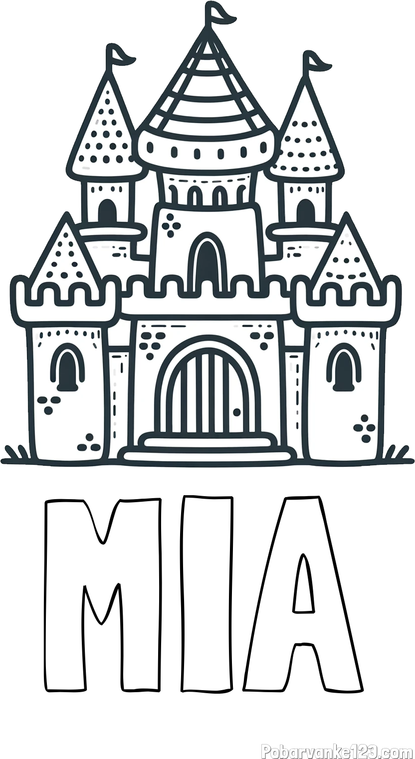 Pobarvanka imena MIA in otroška pobarvanka gradu