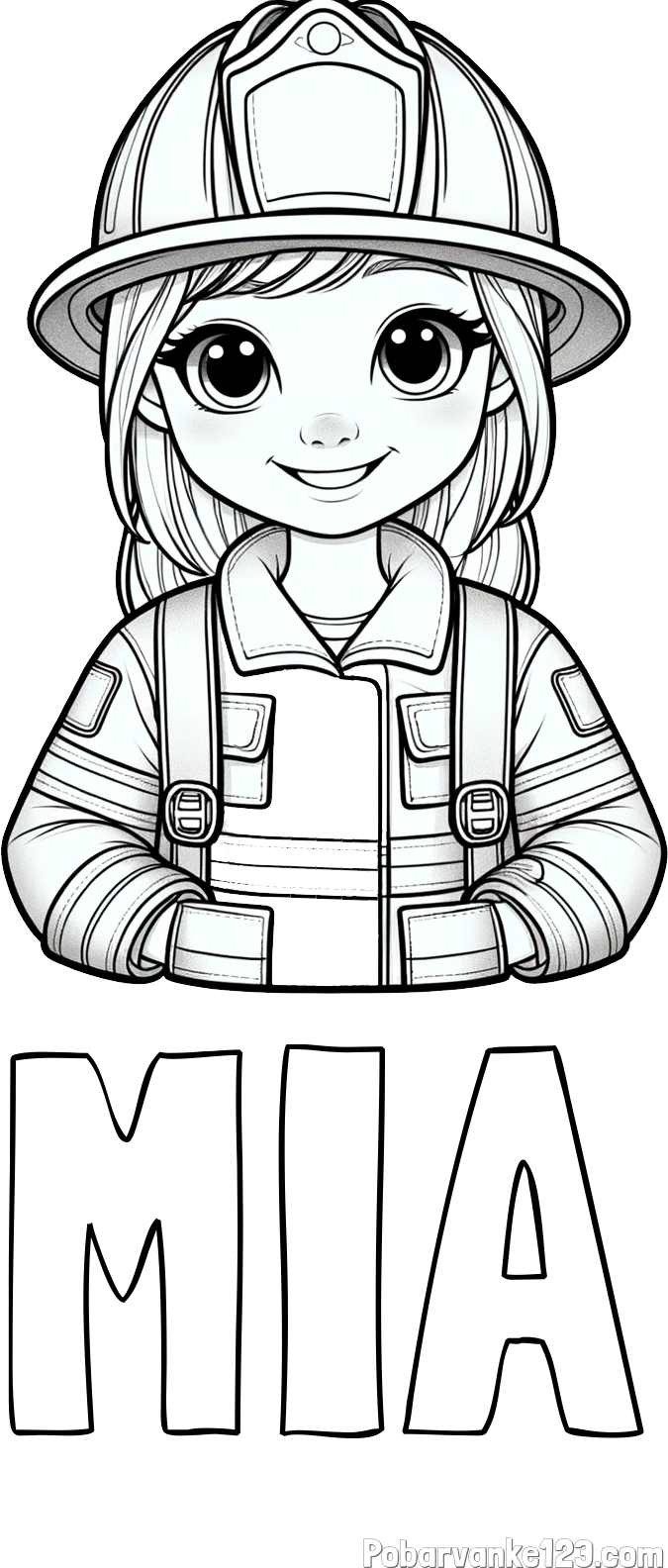 Pobarvanka imena MIA in pobarvanka ljubke gasilke
