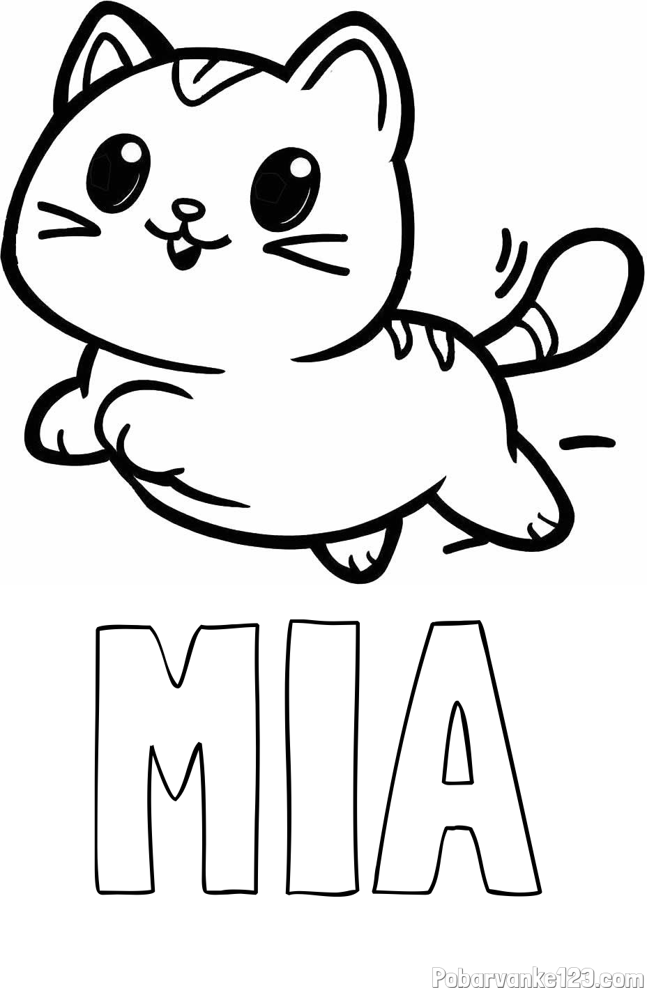 Pobarvanka imena MIA in pobarvanka prikupne mačke med tekom