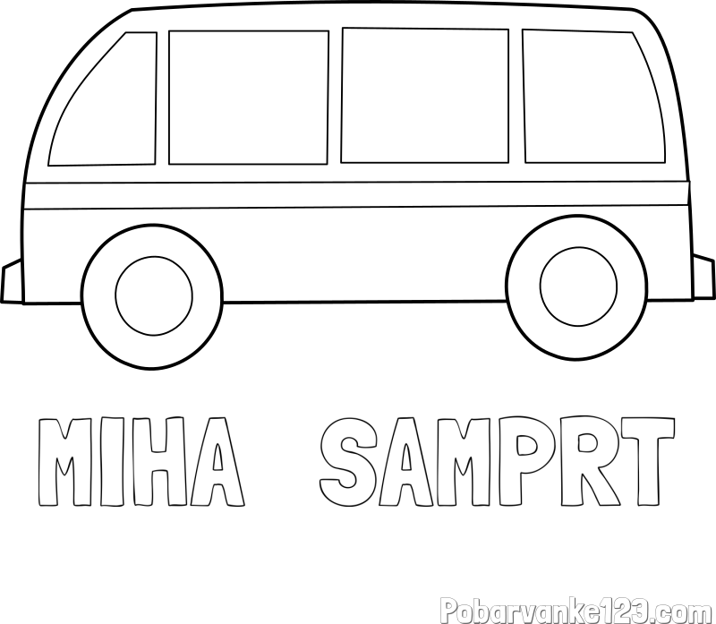 Pobarvanka imena MIHA   SAMPRT in avtobus