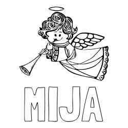 Online izdelana pobarvanka - Pobarvanka imena MIJA in pobarvanka angelčka