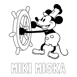 Online izdelana pobarvanka - Pobarvanka imena MIKI MIŠKA in pobarvanka Miki Miške (Mickey Mouse)