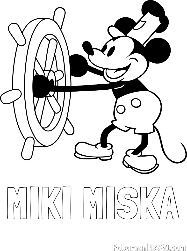 Pobarvanka imena MIKI MIŠKA in pobarvanka Miki Miške (Mickey Mouse)
