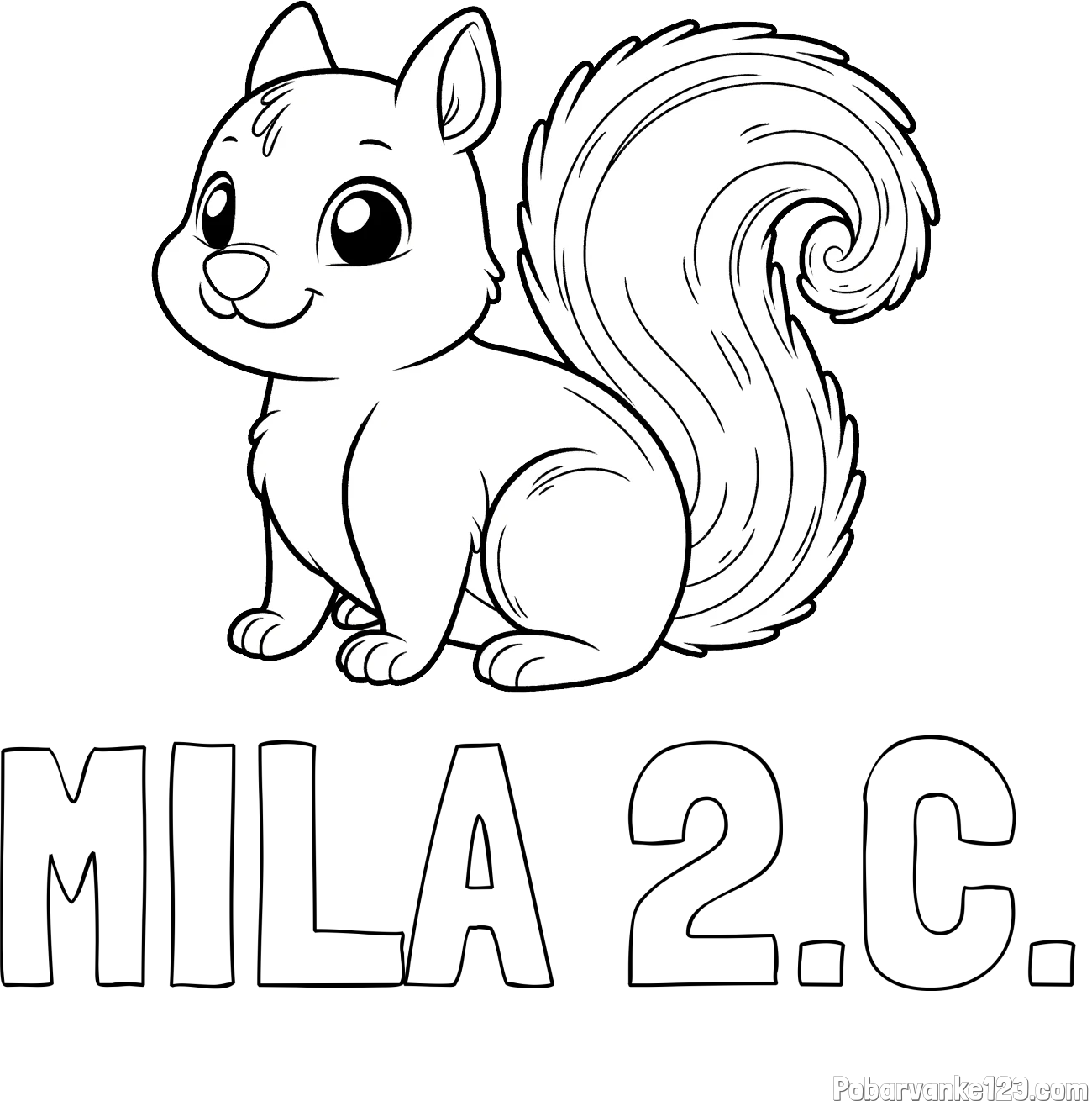 Pobarvanka imena MILA 2.C. in pobarvanka veveričke