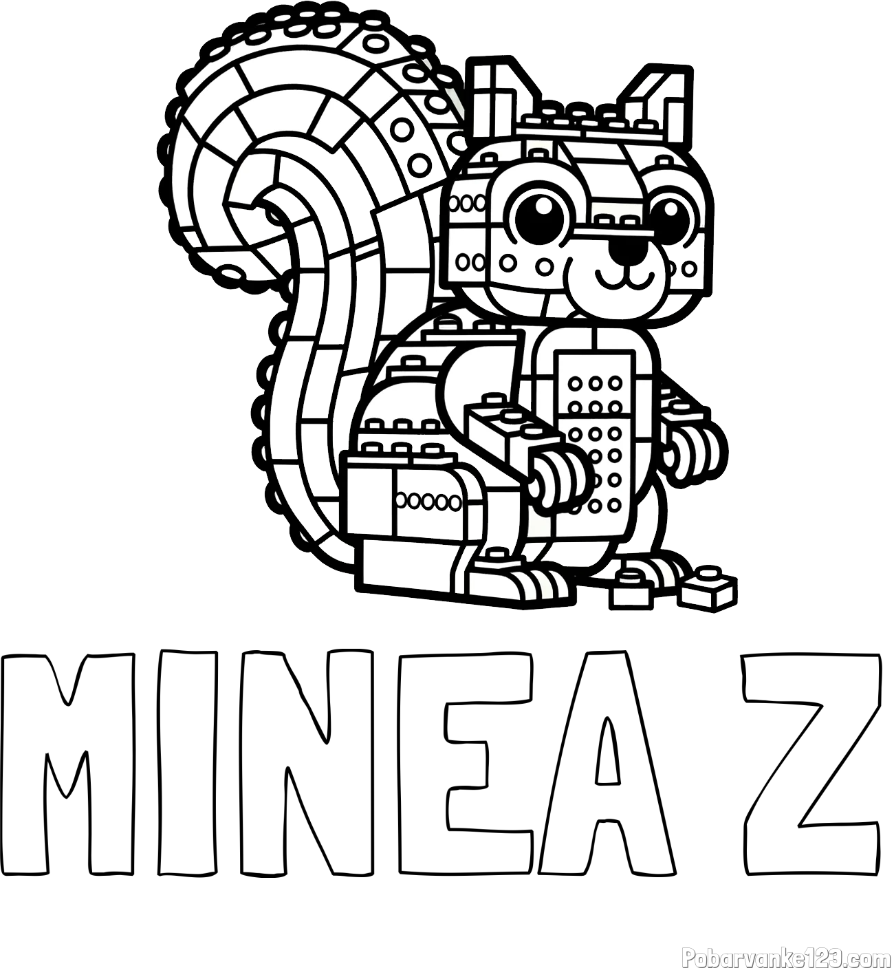 Pobarvanka imena MINEA Z in pobarvanka LEGO veverice