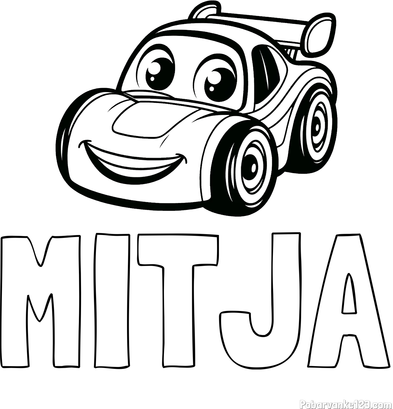 Pobarvanka imena MITJA in pobarvanka otroškega avtomobila