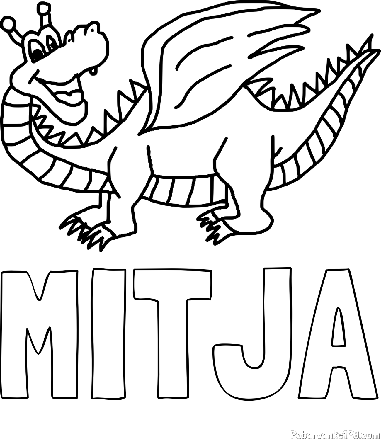 Pobarvanka imena MITJA in pobarvanka zmajčka