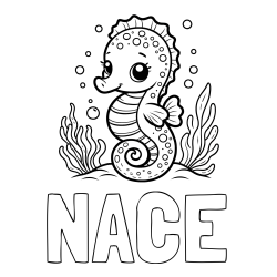 Online izdelana pobarvanka - Pobarvanka imena NACE in pobarvanka morskega konjička