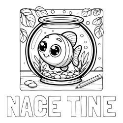 Online izdelana pobarvanka - Pobarvanka imena NACE TINE in pobarvanka ljubke ribice