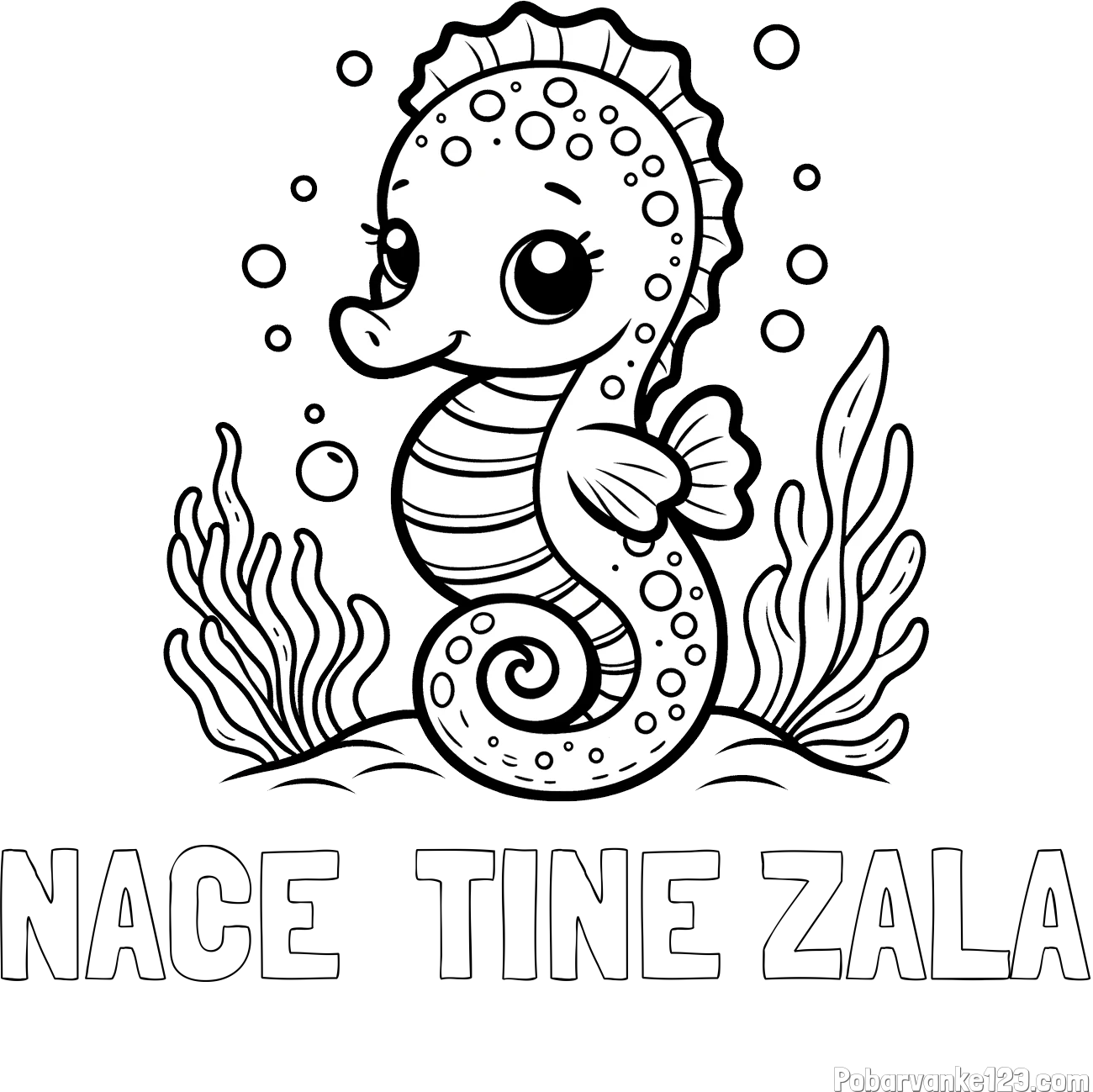 Pobarvanka imena NACE  TINE ZALA in pobarvanka morskega konjička