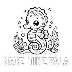 Online izdelana pobarvanka - Pobarvanka imena NACE  TINE ZALA in pobarvanka morskega konjička