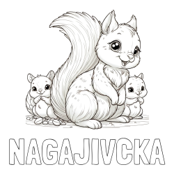Online izdelana pobarvanka - Pobarvanka imena NAGAJIVČKA in pobarvanka veveričje družine