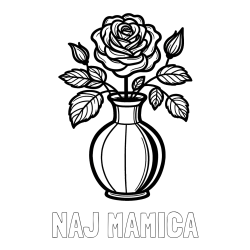 Online izdelana pobarvanka - Pobarvanka imena NAJ MAMICA in pobarvanka čudovite vrtnice v vazi