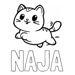 Online izdelana pobarvanka - Pobarvanka imena NAJA in pobarvanka prikupne mačke med tekom