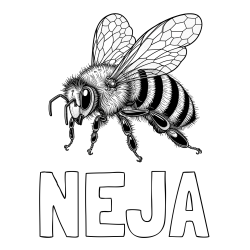 Online izdelana pobarvanka - Pobarvanka imena NEJA in pobarvanka lepe in realistično oblikovane čebele