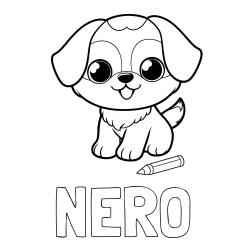 Online izdelana pobarvanka - Pobarvanka imena NERO in pobarvanka prikupnega kužka